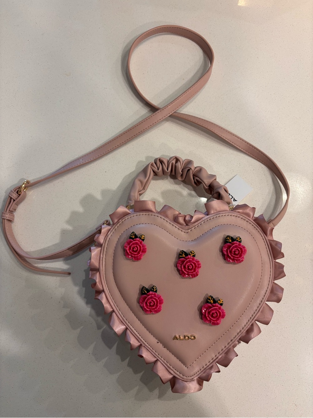 ALDO Pink Heart Crossbody with Rose Appliqués